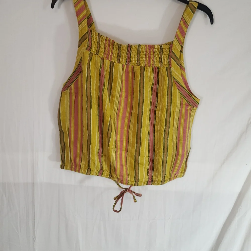 Prana Women's Large Little Palm Cami Smocked Tie Hem Tank Top Leapfrog New Tags. - Picture 4 of 7